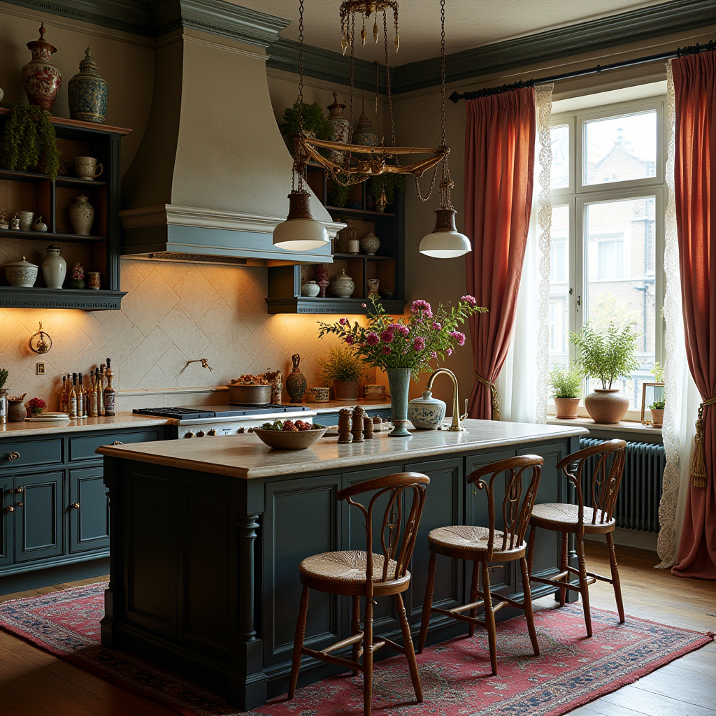 boho kitchen with island 34
