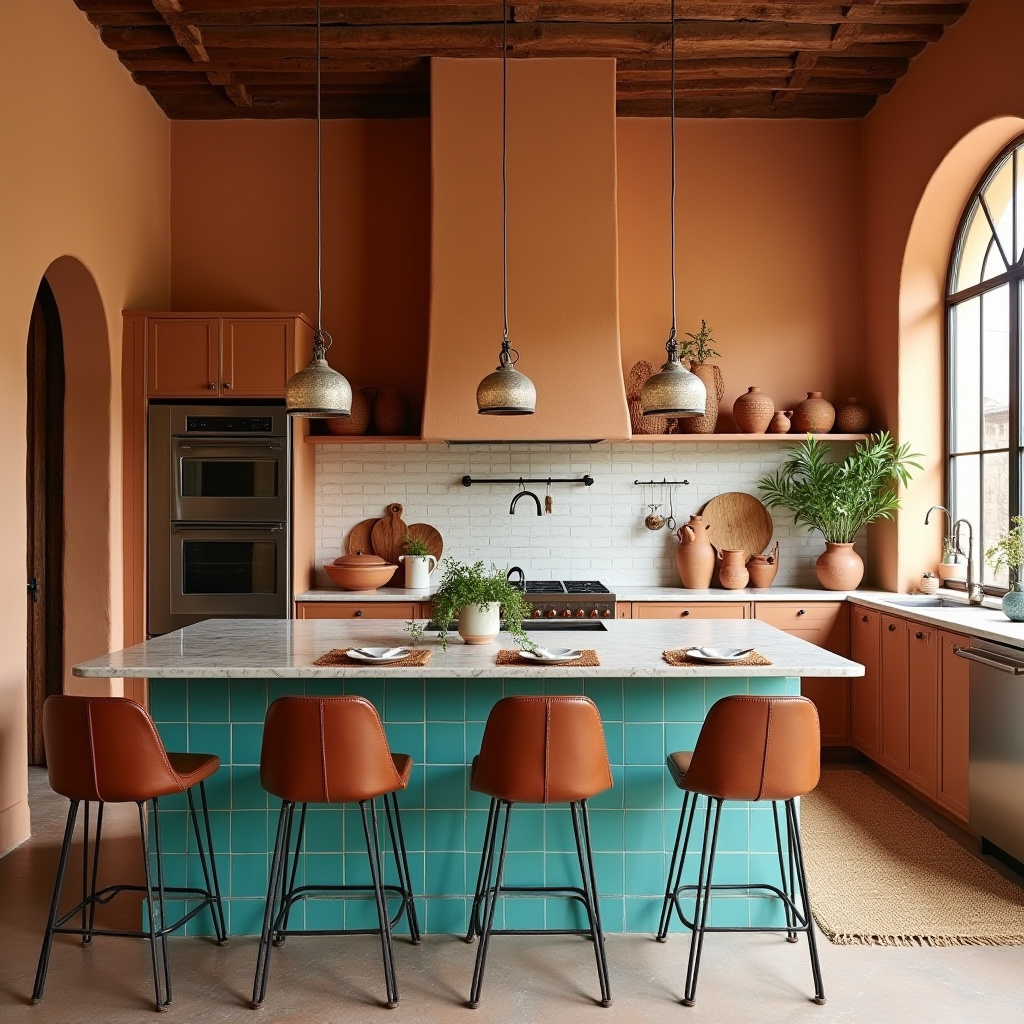 boho kitchen with island 37