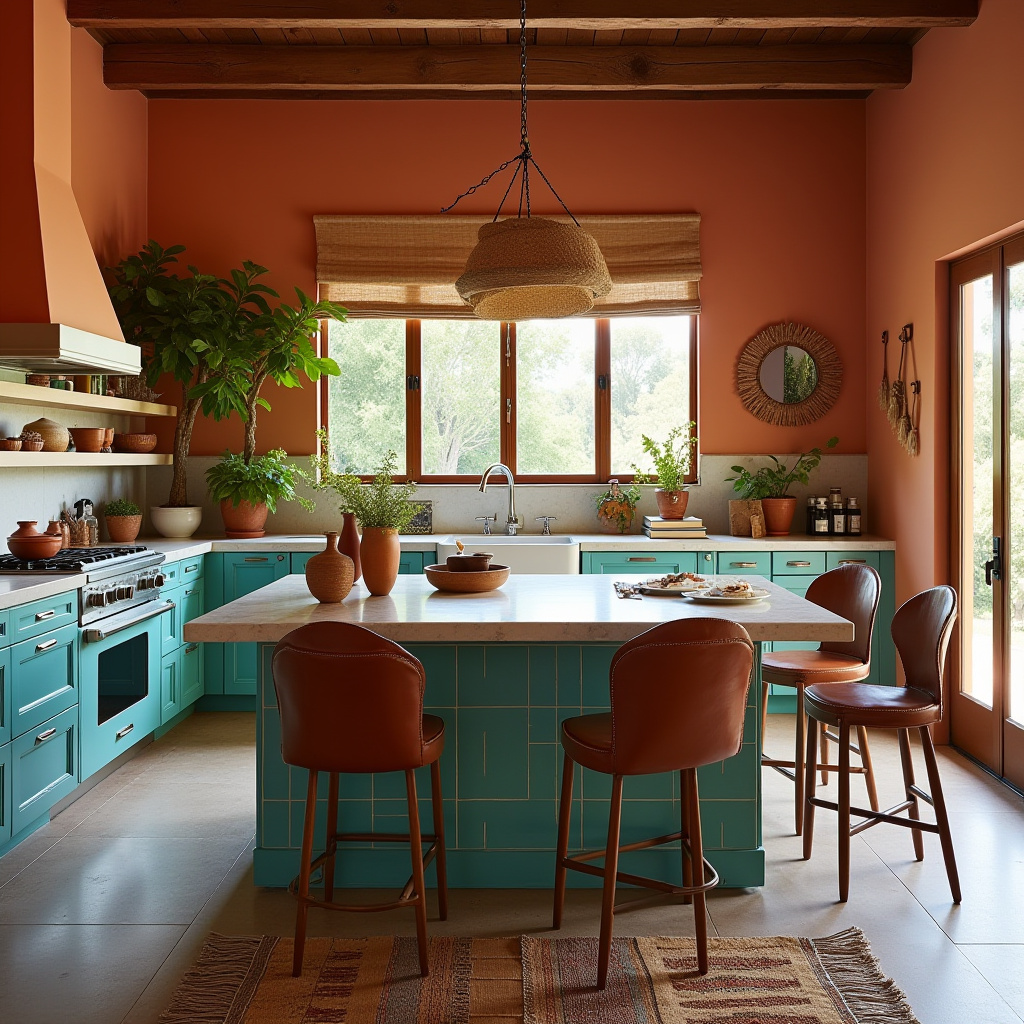 boho kitchen with island 38