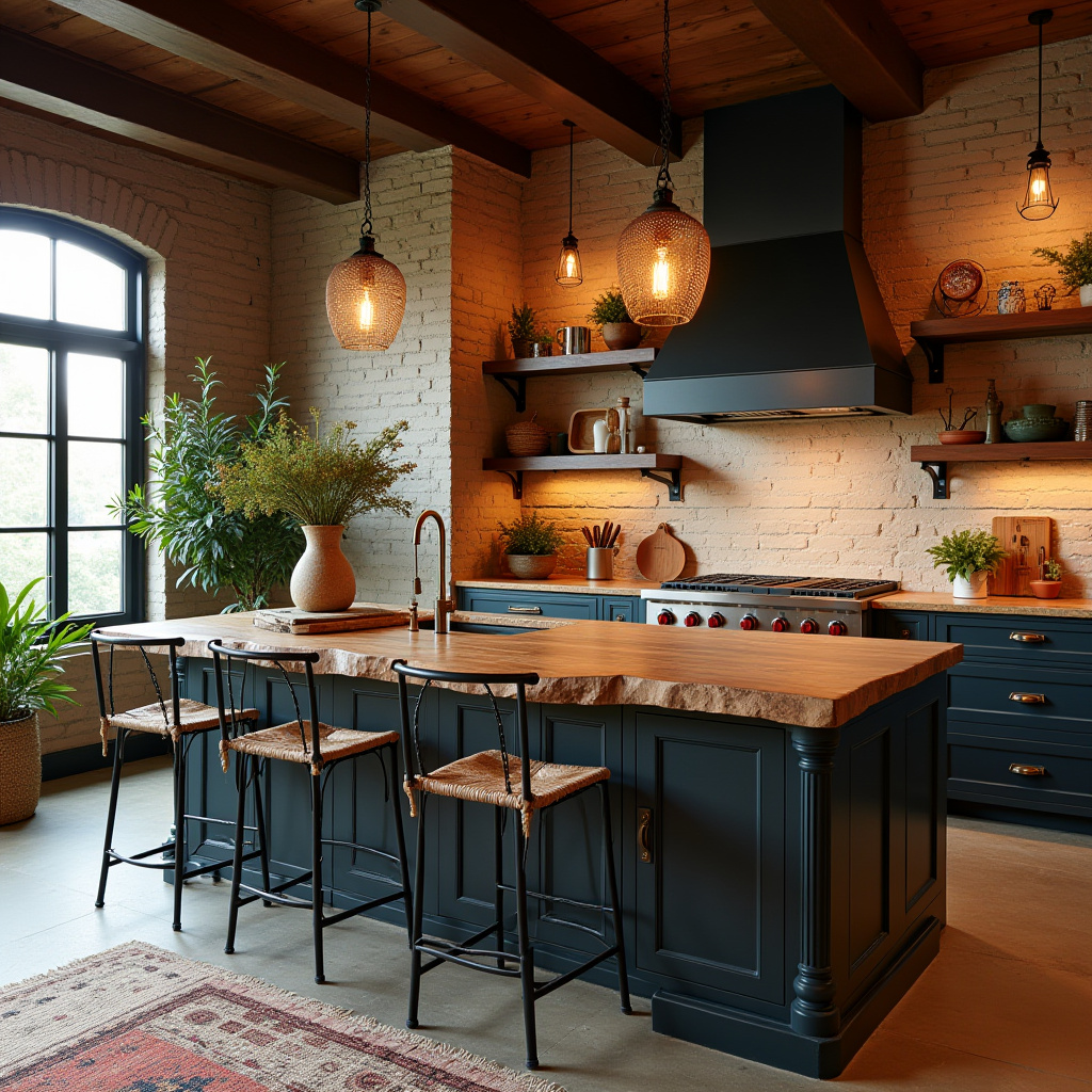 boho kitchen with island 9