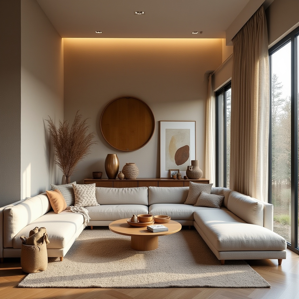 boho mid century modern living room 10