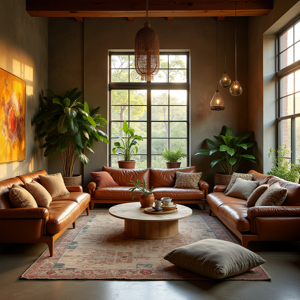 boho mid century modern living room 12
