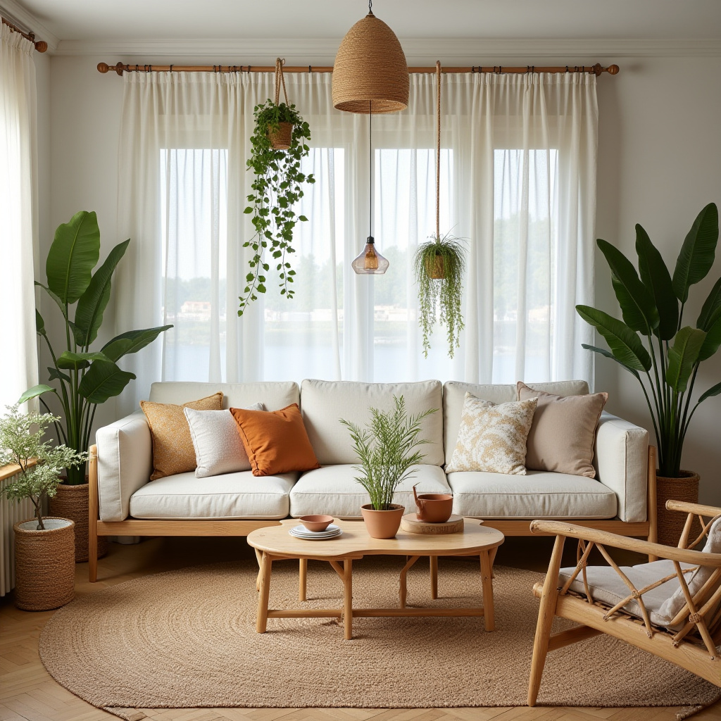 boho mid century modern living room 18