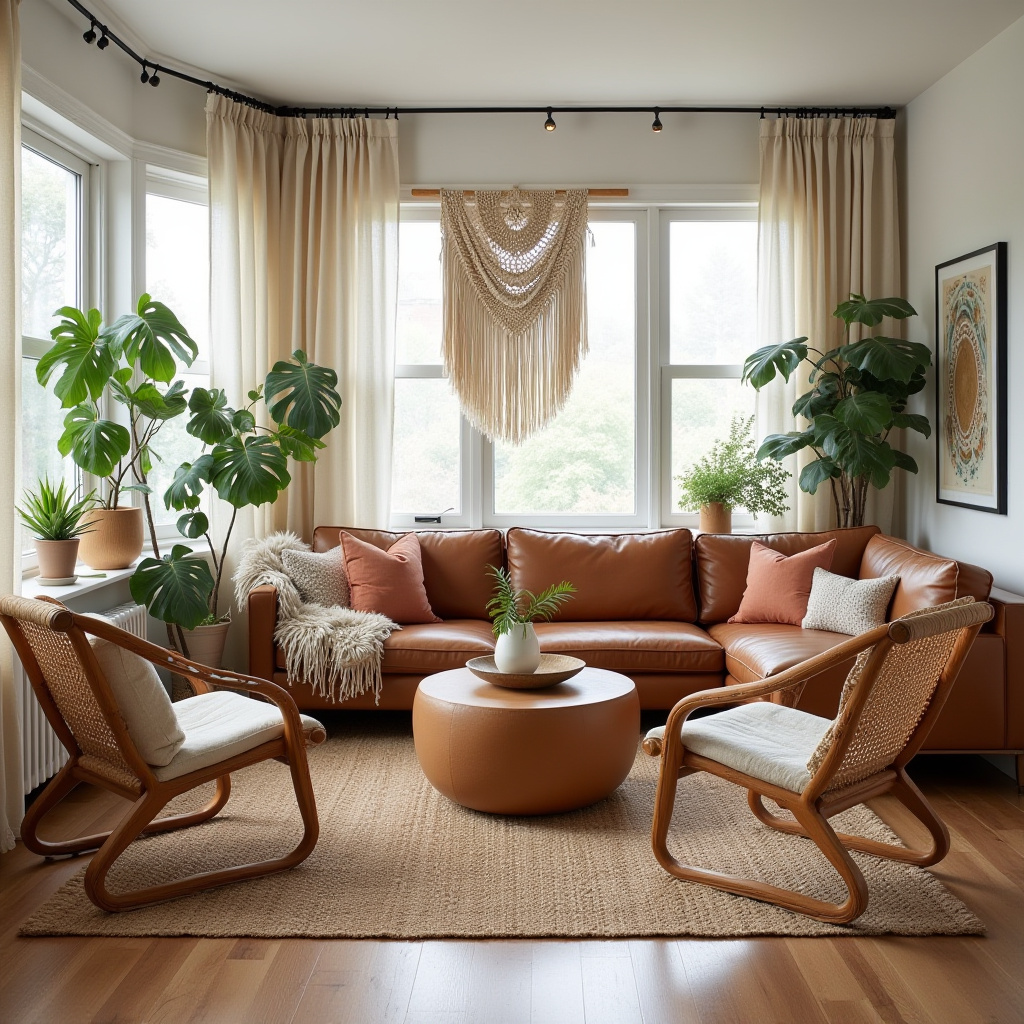 boho mid century modern living room 2