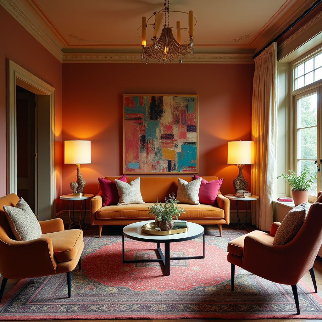 boho mid century modern living room 24