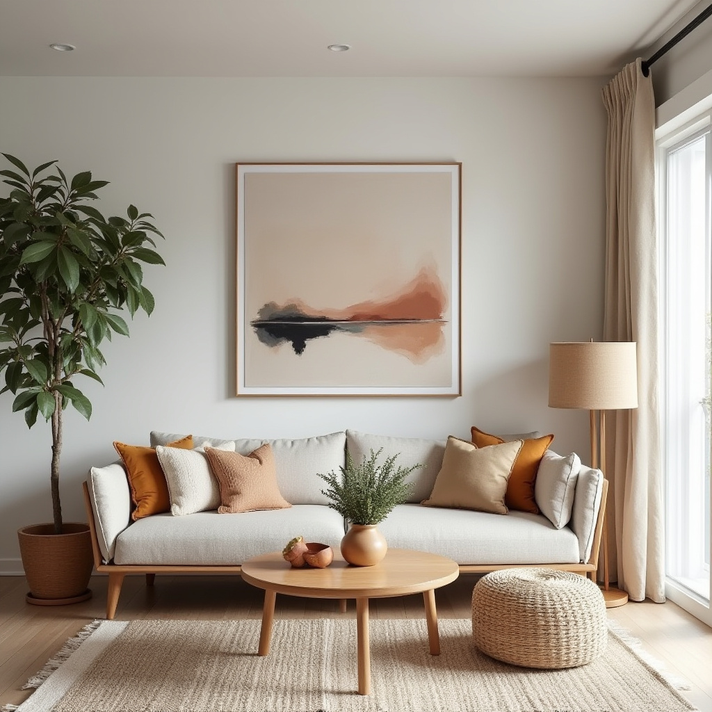 boho mid century modern living room 27