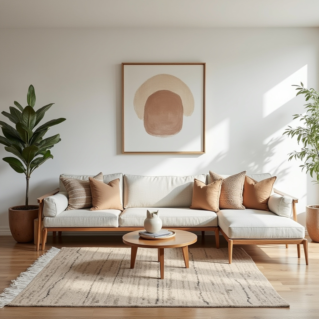 boho mid century modern living room 28