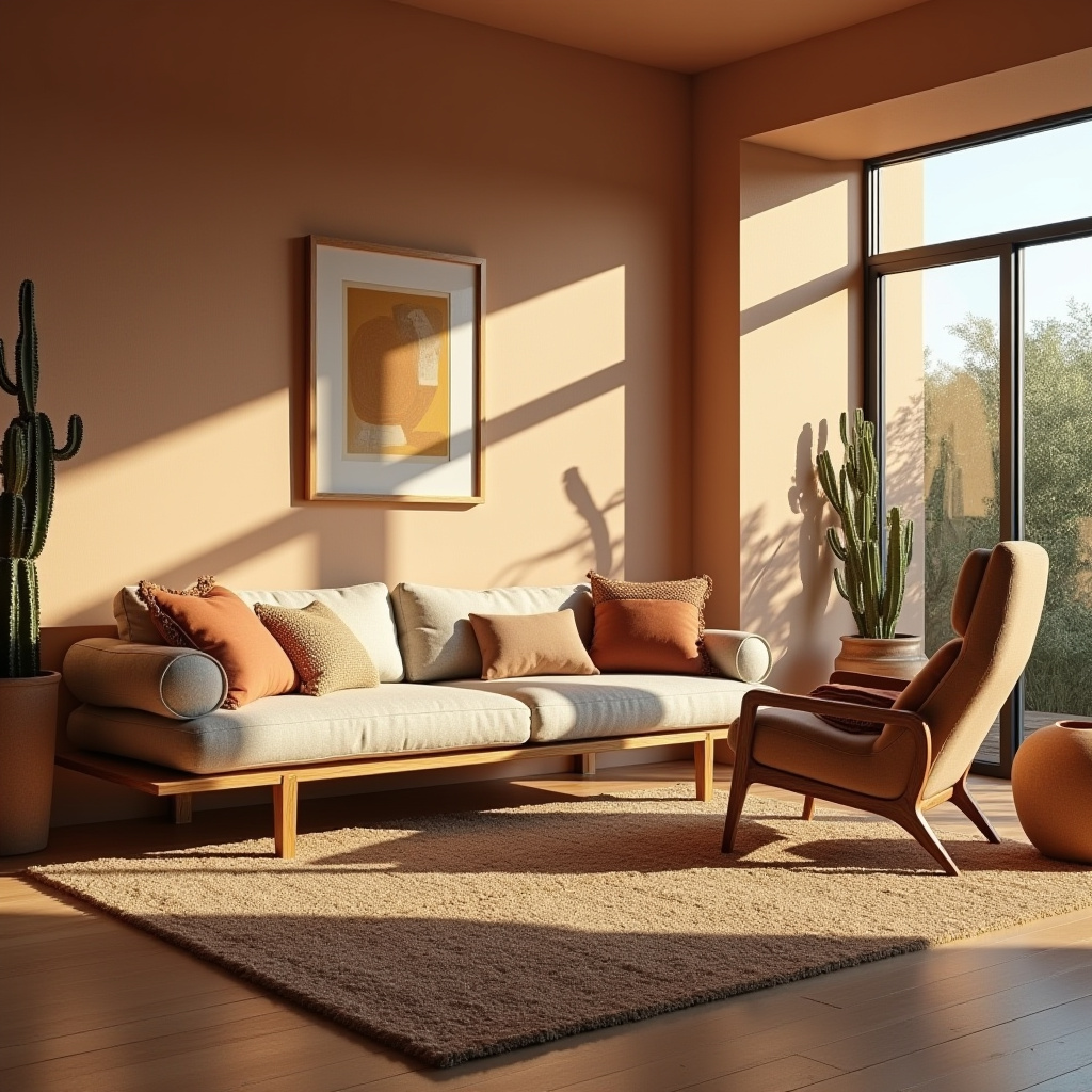 boho mid century modern living room 38