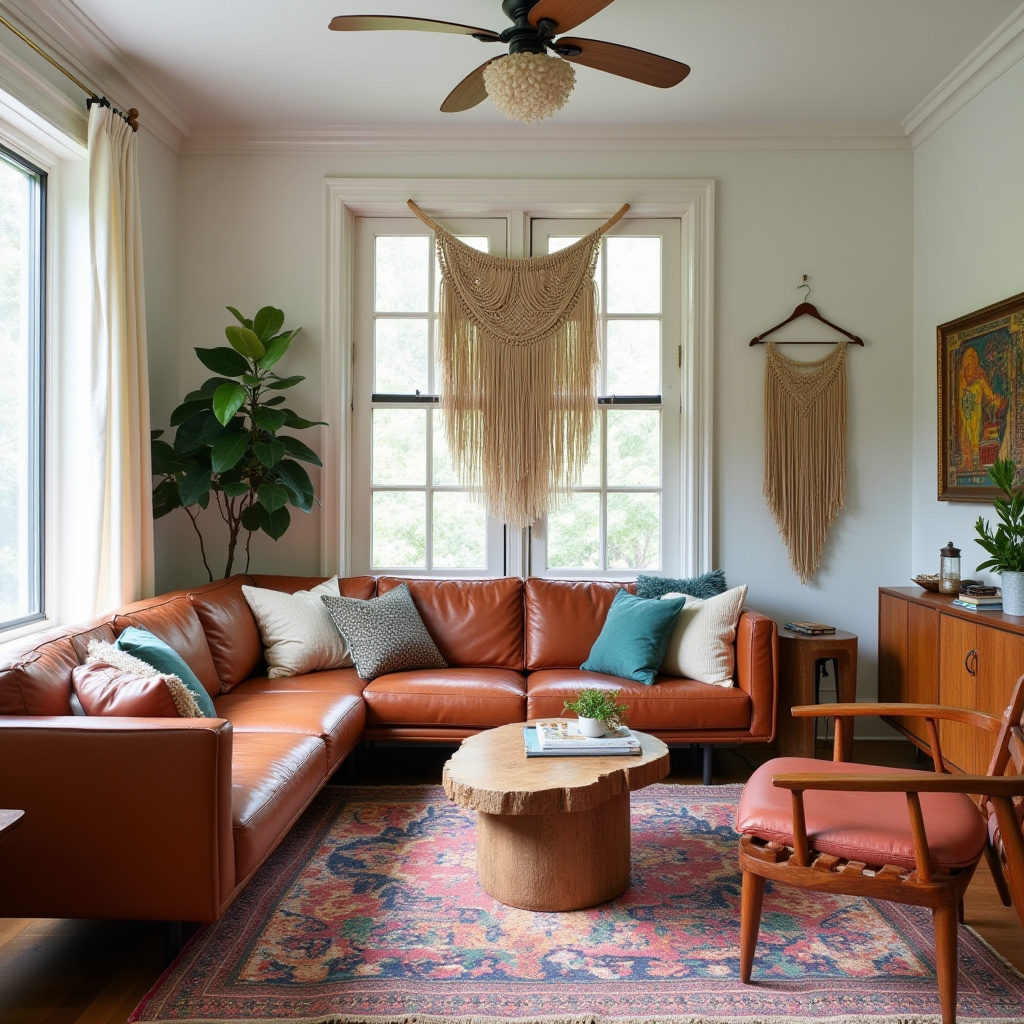 boho mid century modern living room 40