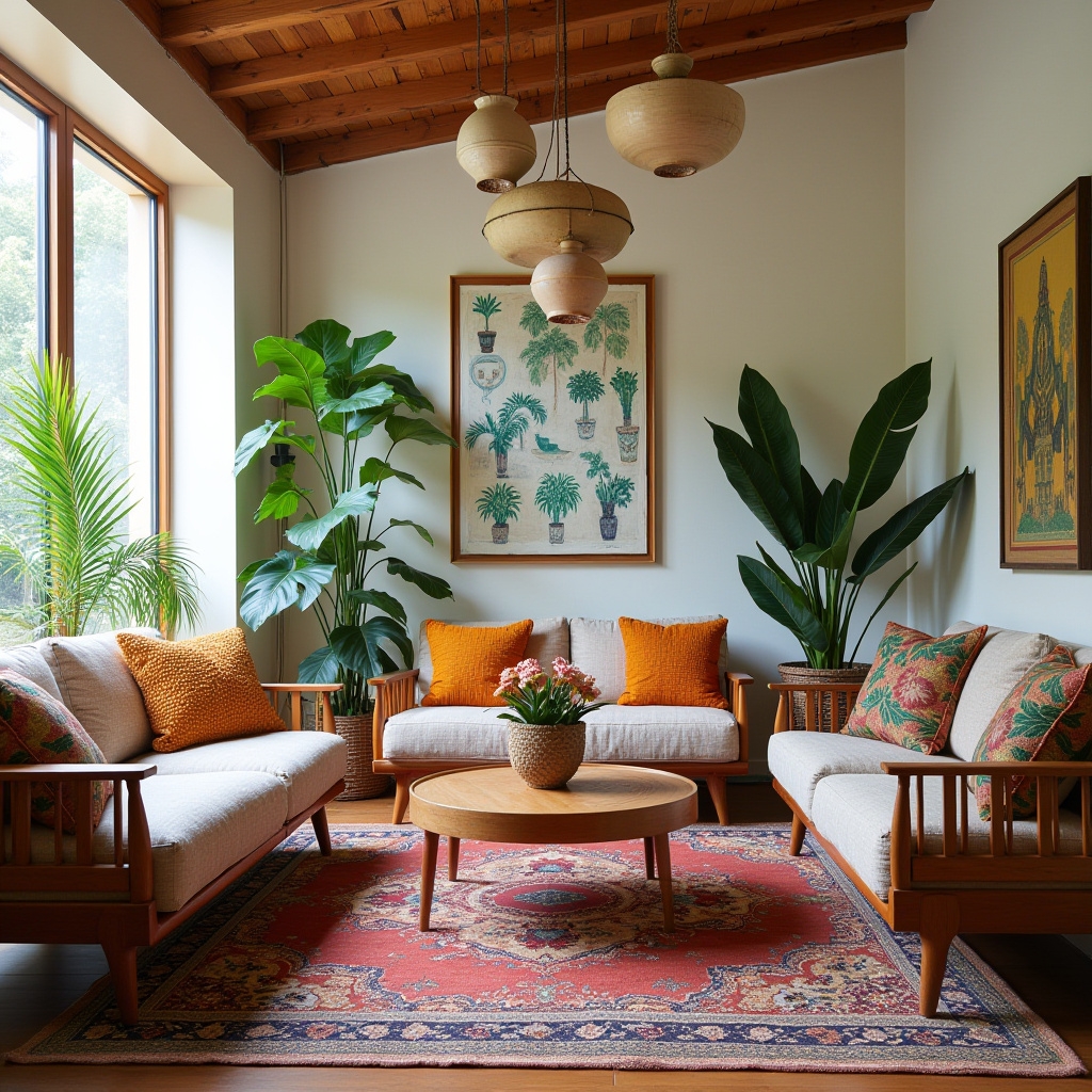 boho mid century modern living room 8