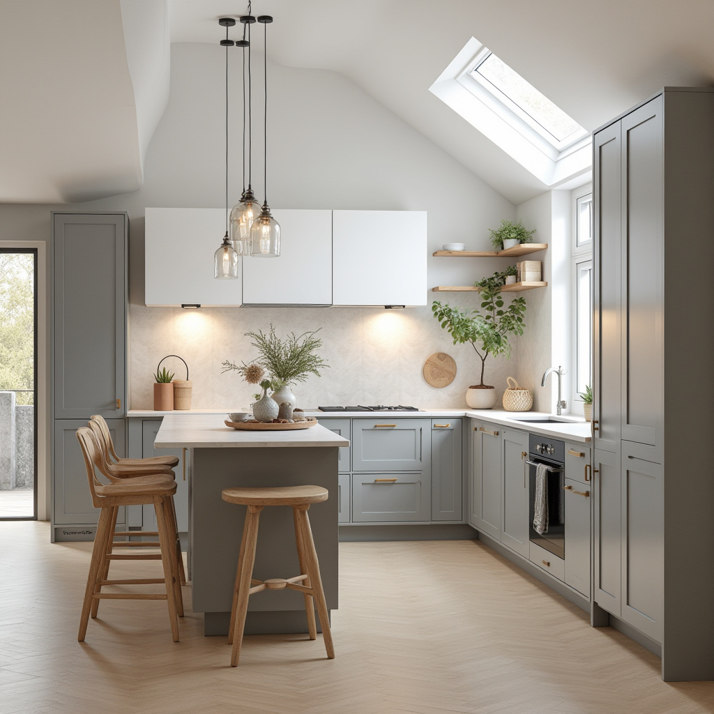 boho two tone kitchen cabinets 12