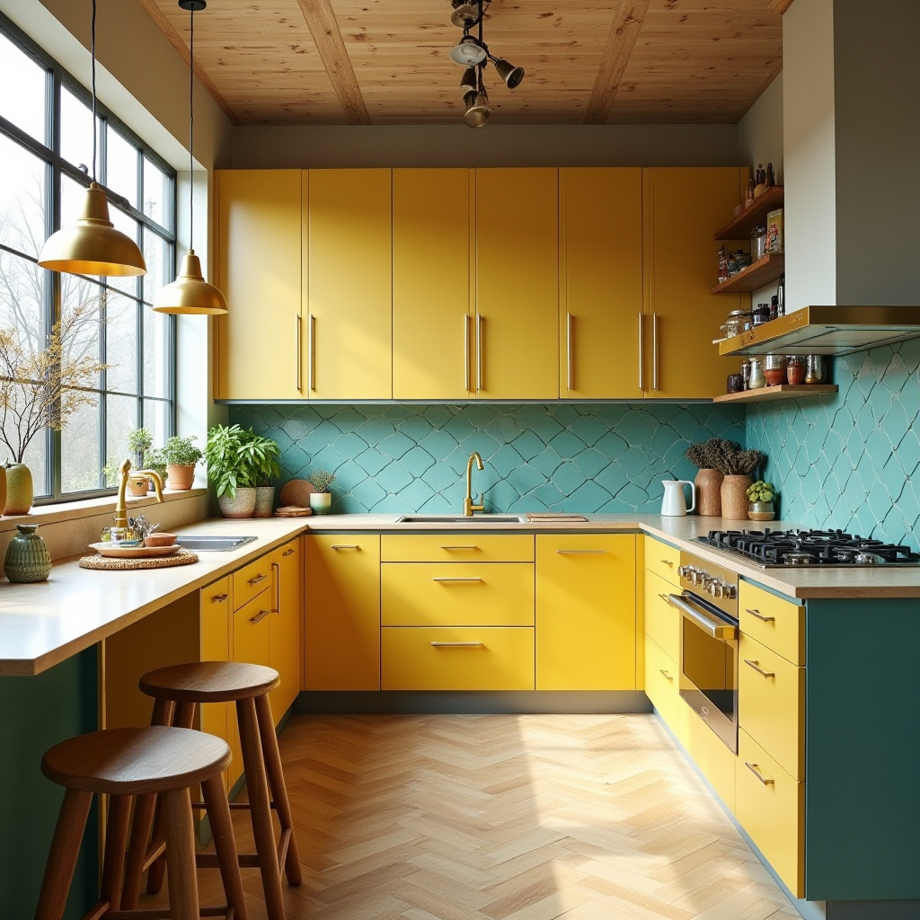 boho two tone kitchen cabinets 13