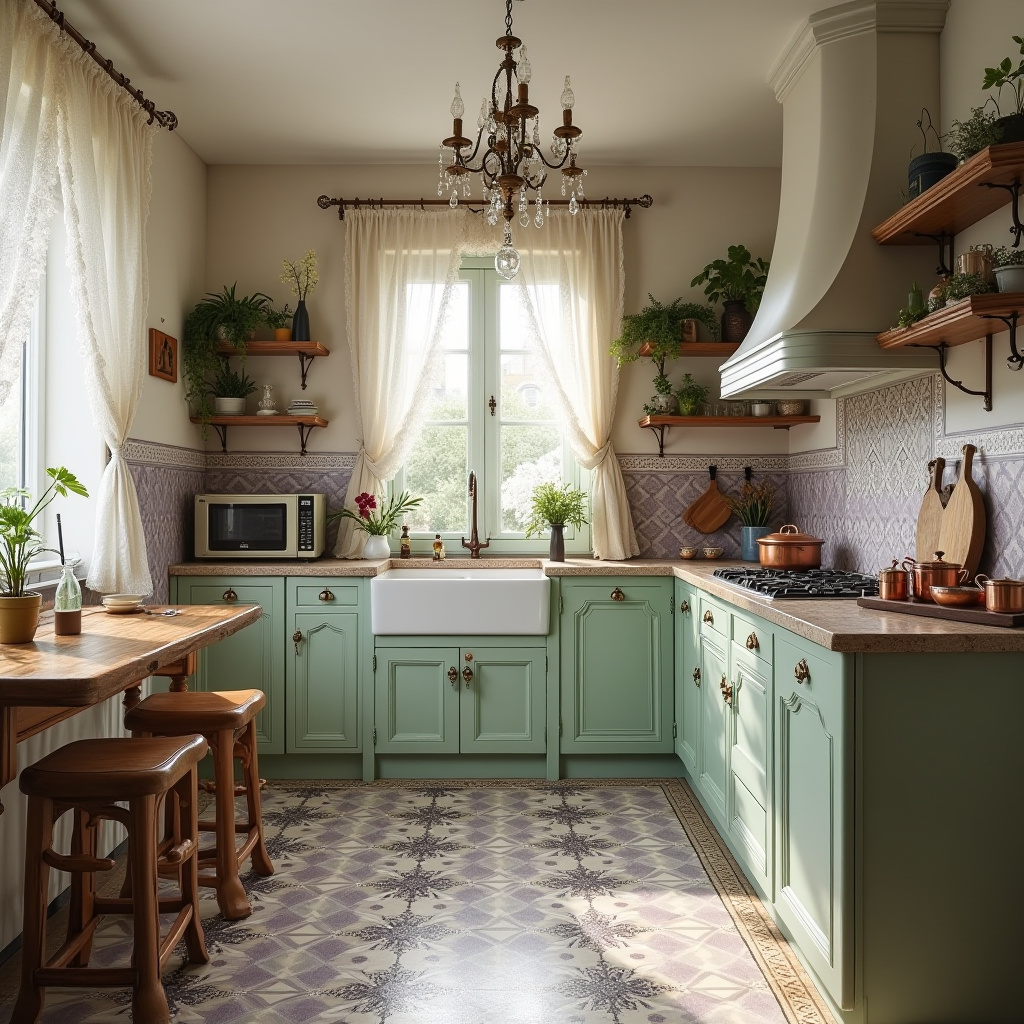 boho two tone kitchen cabinets 15