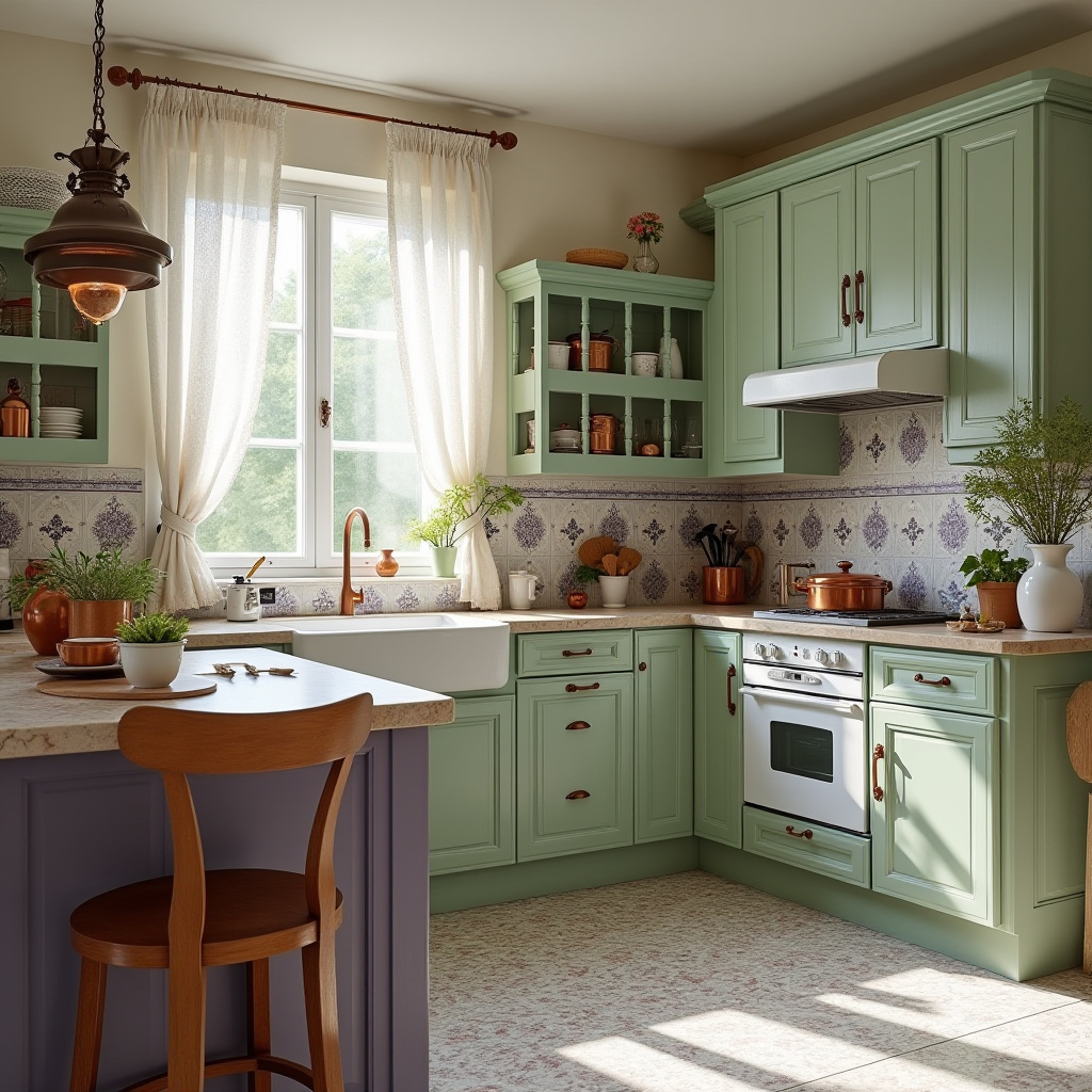 boho two tone kitchen cabinets 16