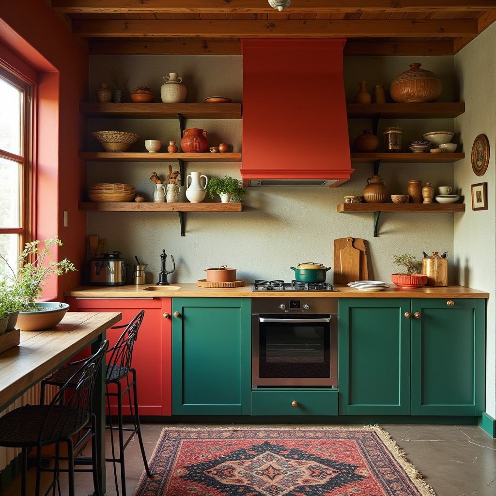 boho two tone kitchen cabinets 17