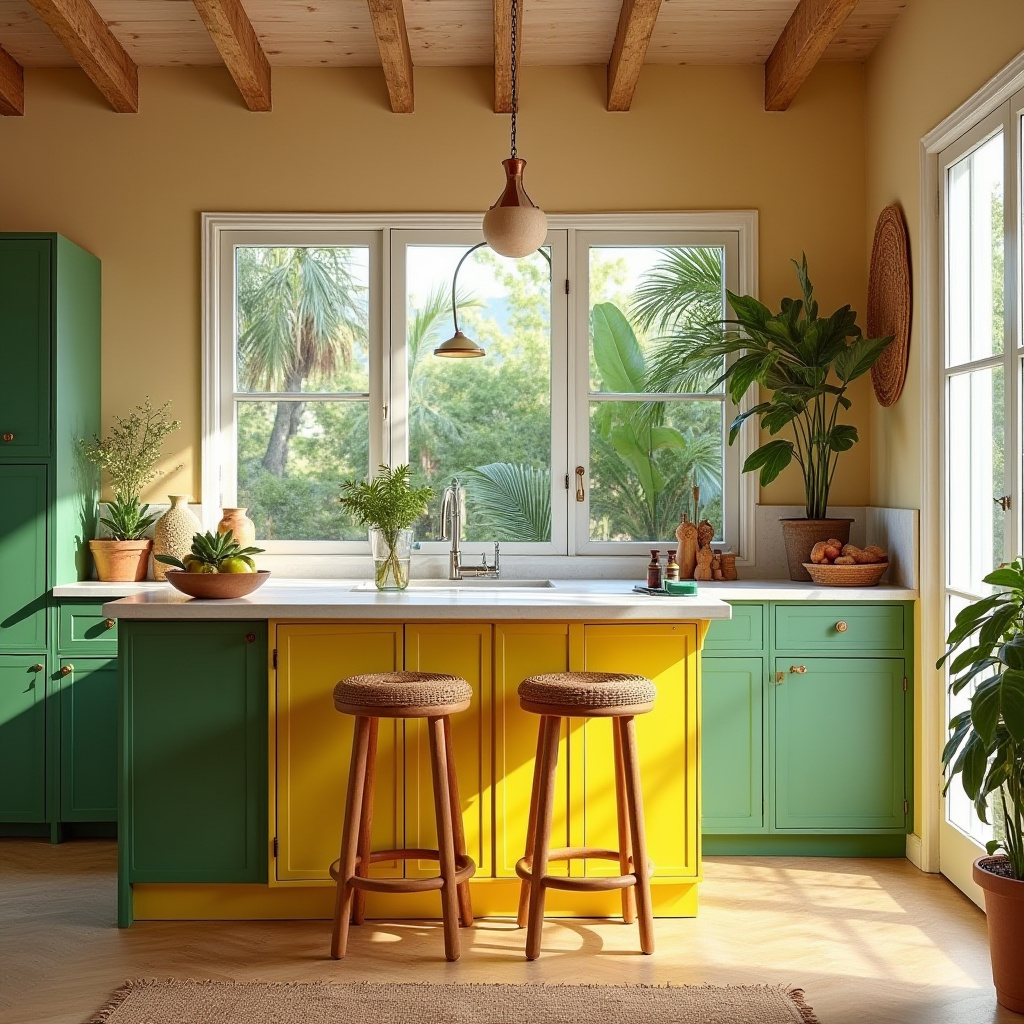 boho two tone kitchen cabinets 27