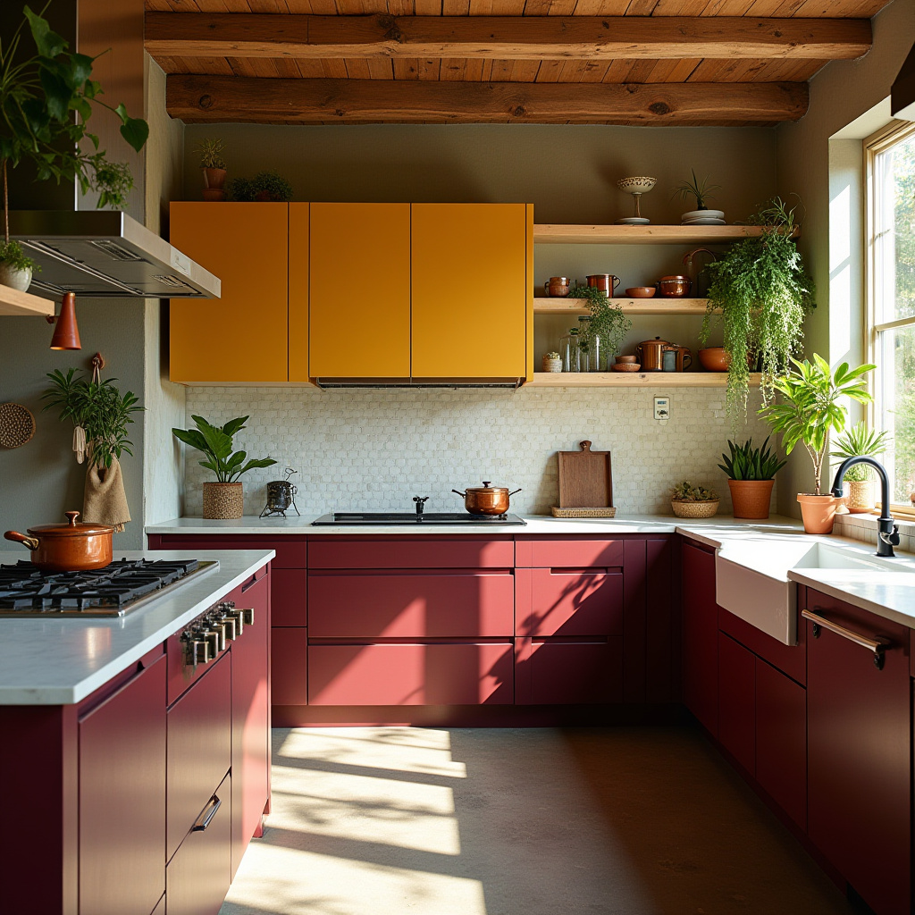 boho two tone kitchen cabinets 3