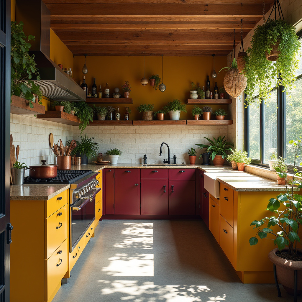 boho two tone kitchen cabinets 4
