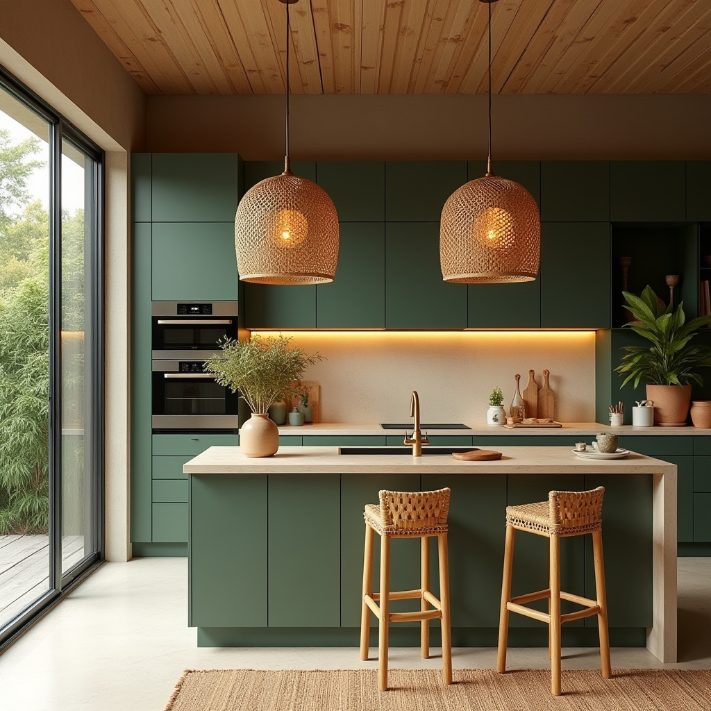 boho two tone kitchen cabinets 5