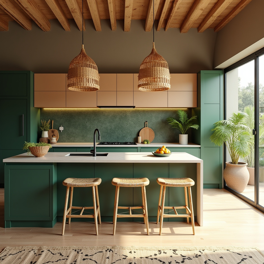 boho two tone kitchen cabinets 6