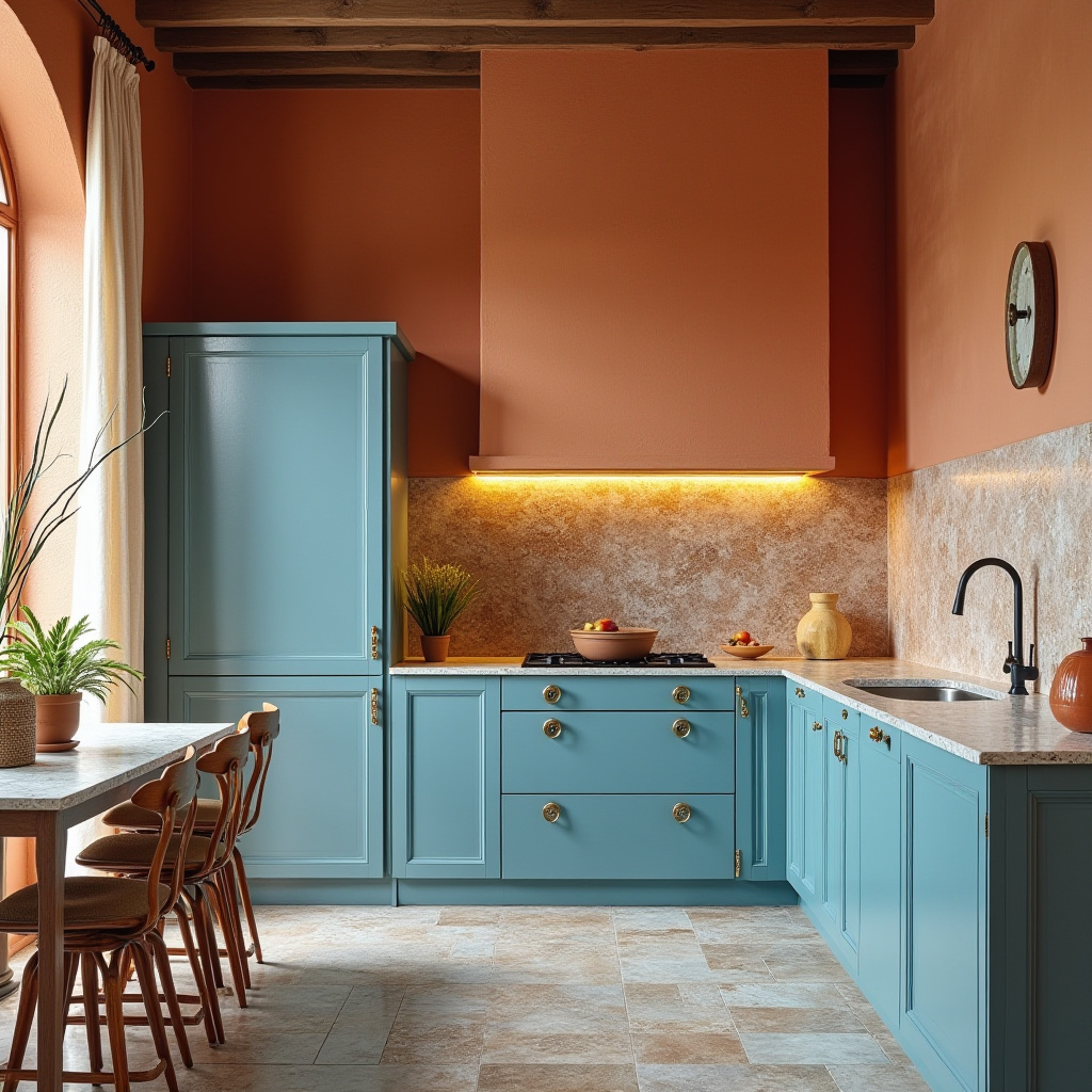 boho two tone kitchen cabinets 7