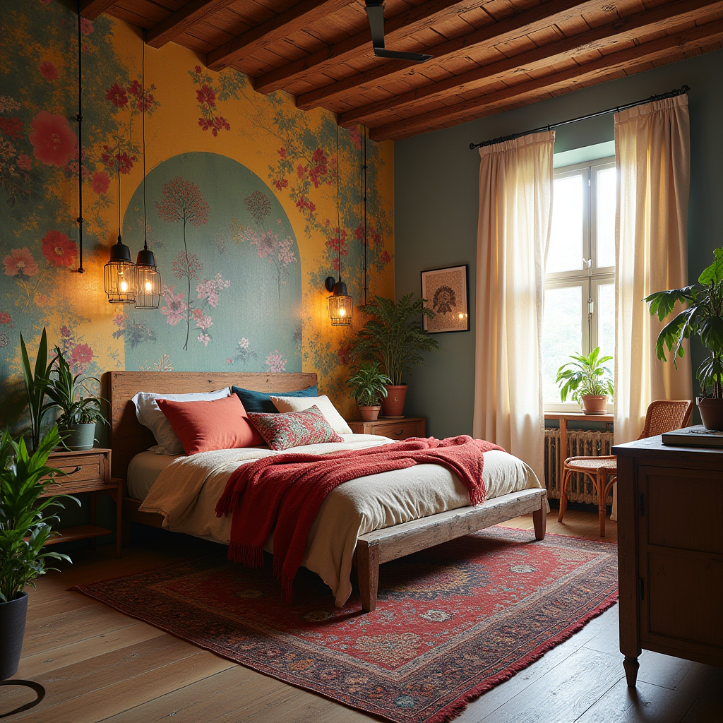 colorful boho bedroom 15
