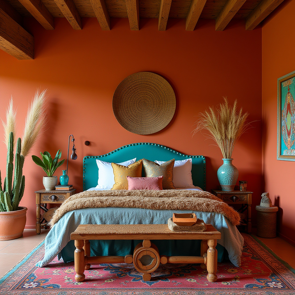 colorful boho bedroom 34