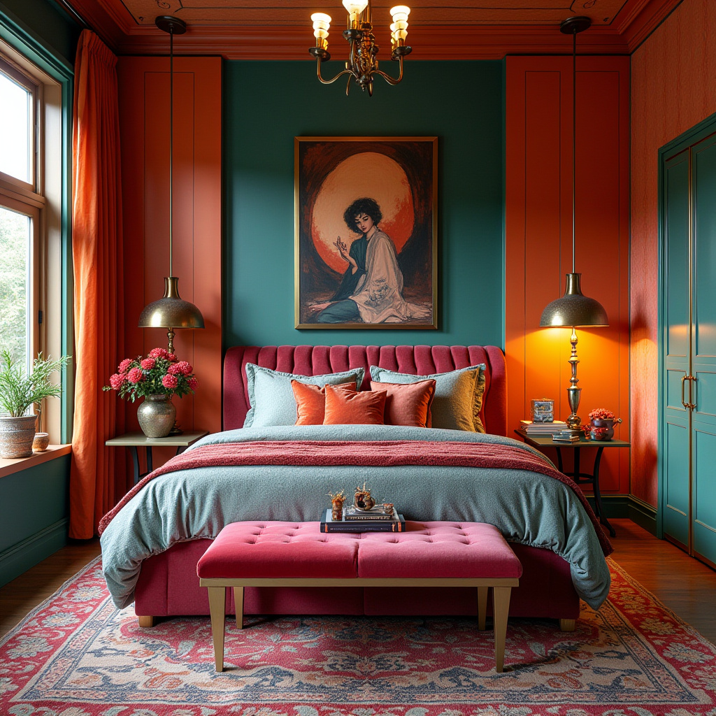 colorful boho bedroom 35