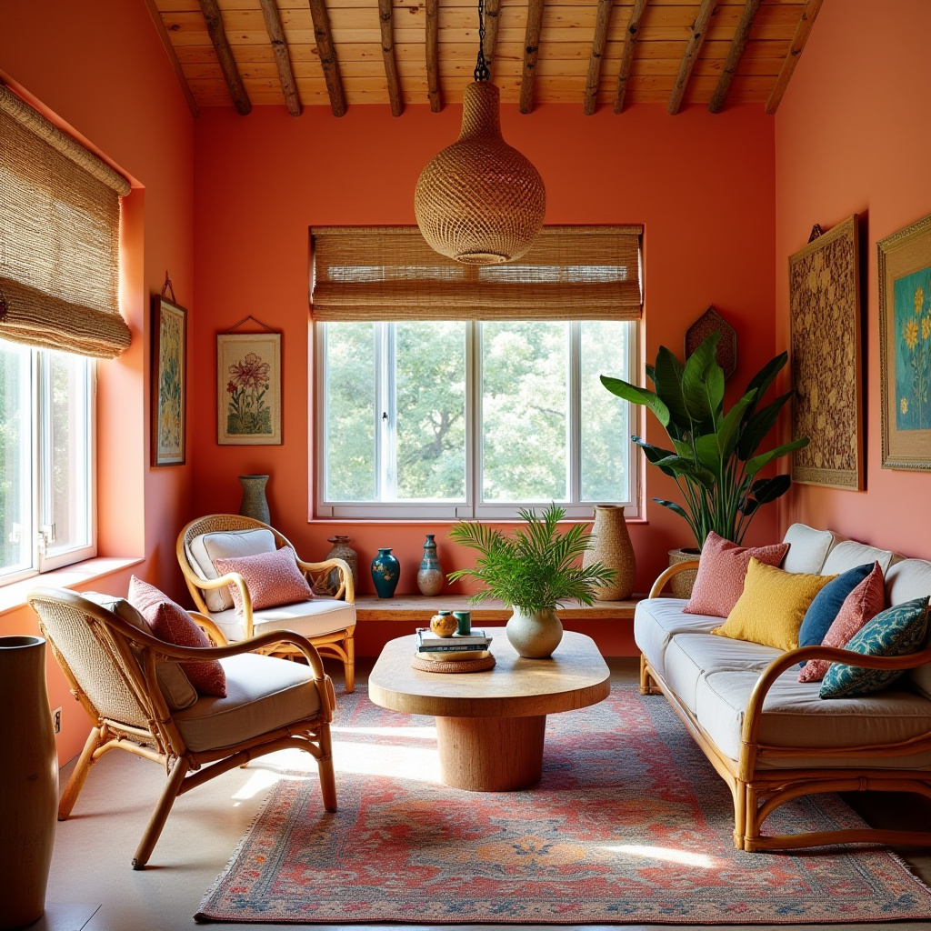 colorful boho living room 15