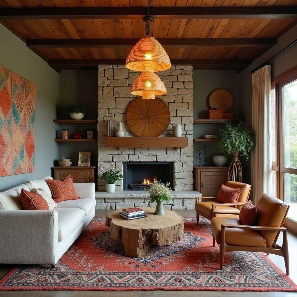 colorful boho living room 23