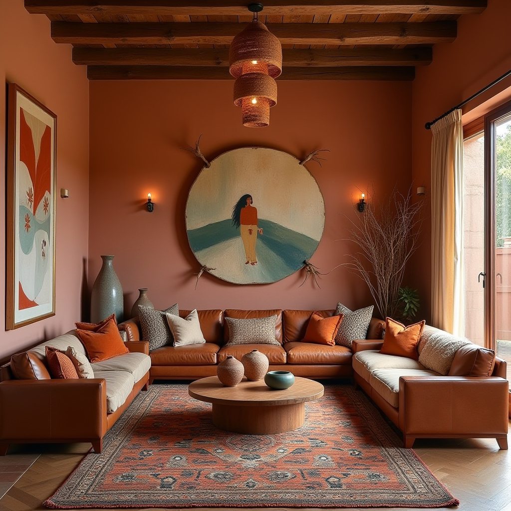 colorful boho living room 36