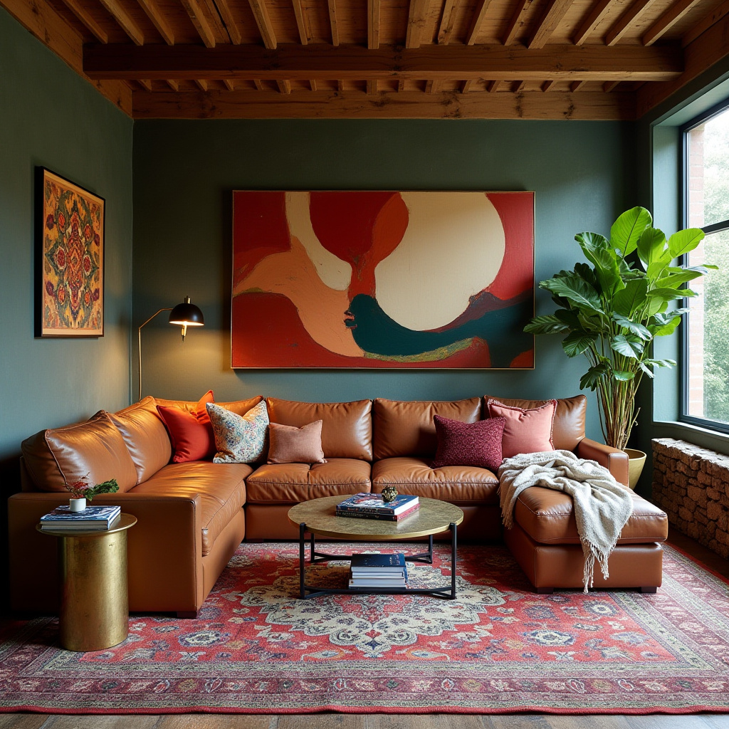 cozy boho living room 36