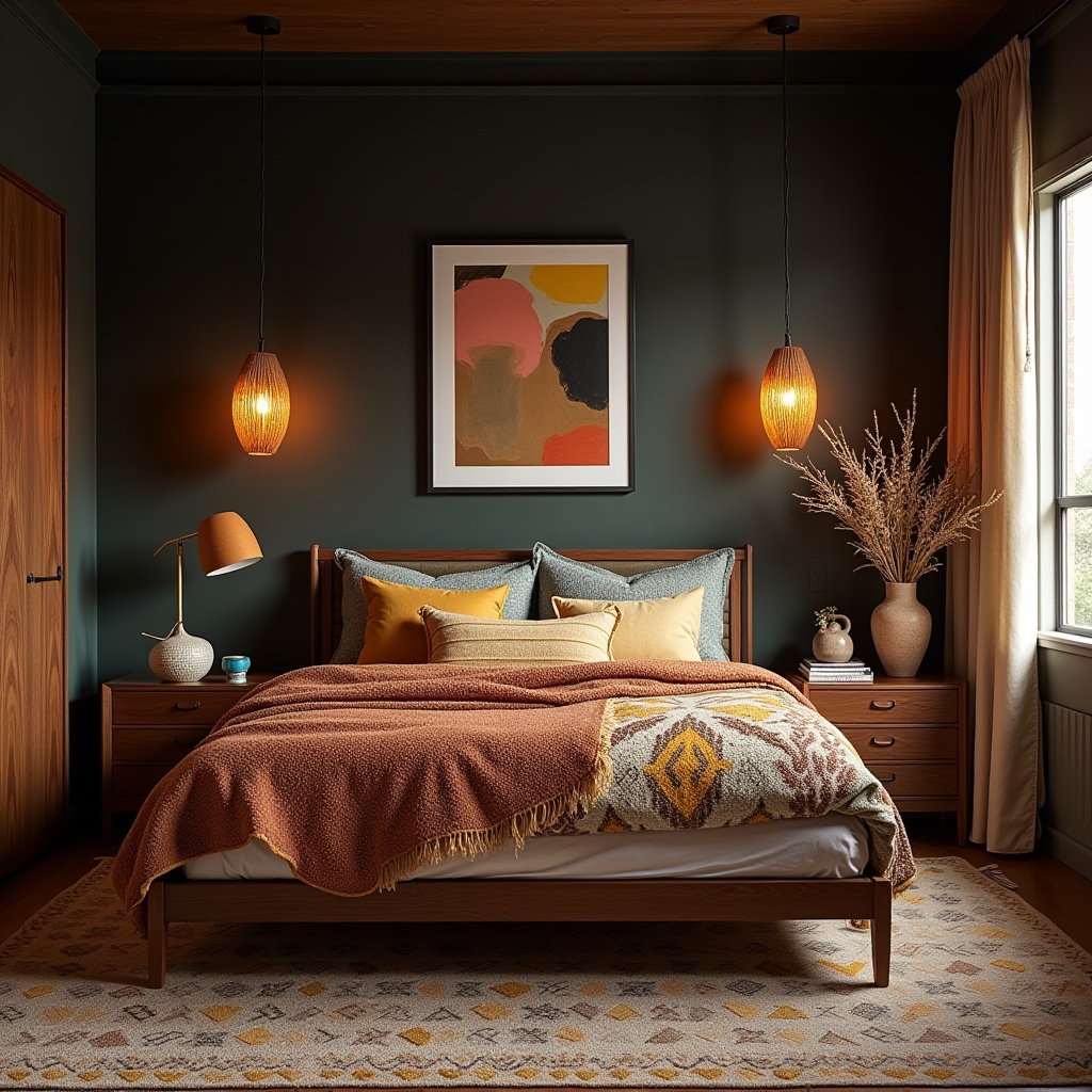 dark boho bedroom 19