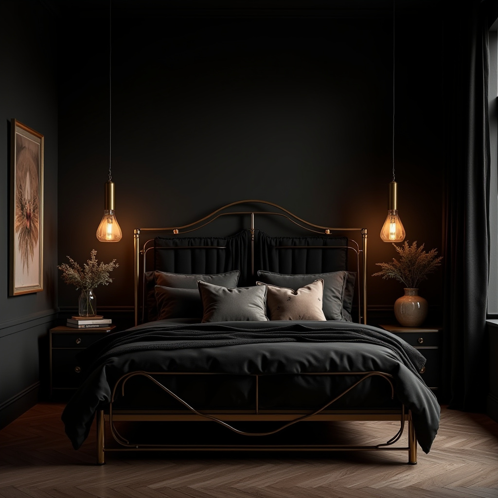 dark boho bedroom 34