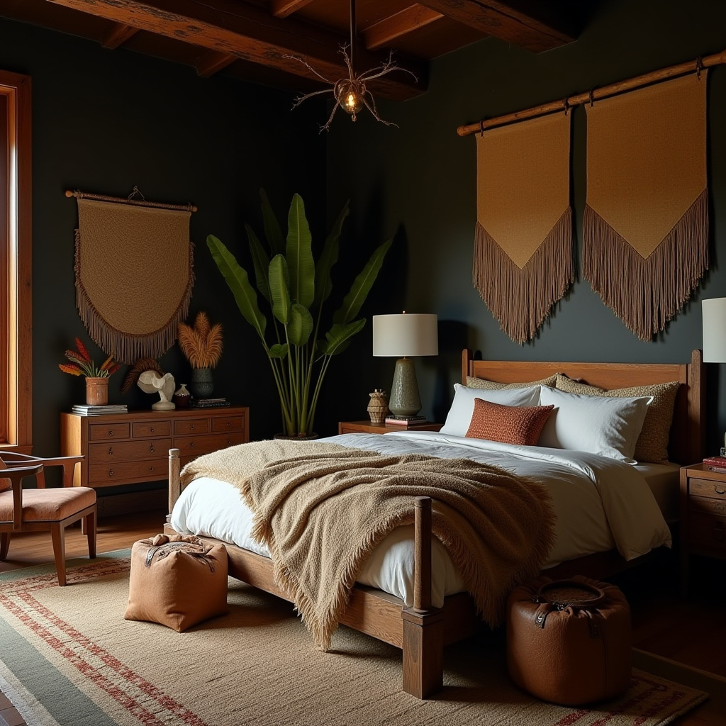 dark boho bedroom 35