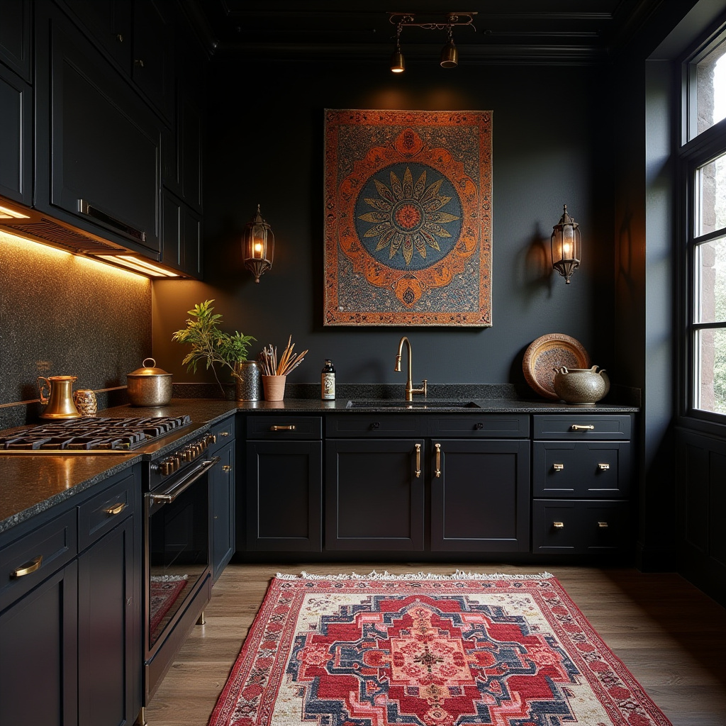 dark boho kitchen 12