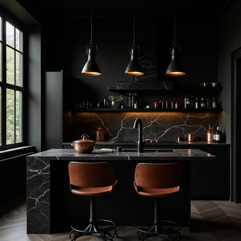 dark boho kitchen 14