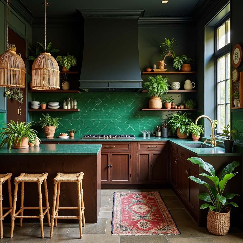 dark boho kitchen 16