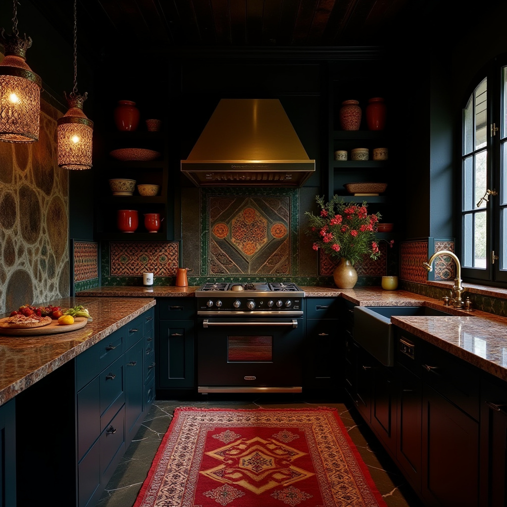 dark boho kitchen 19