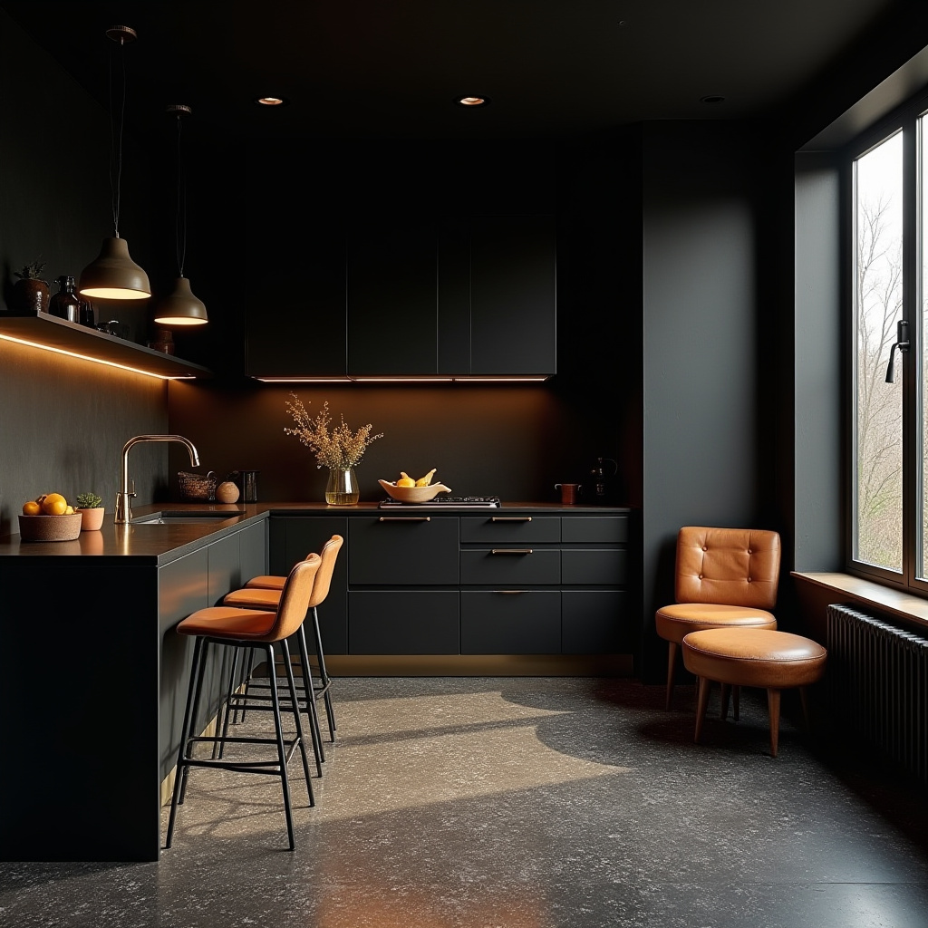 dark boho kitchen 25