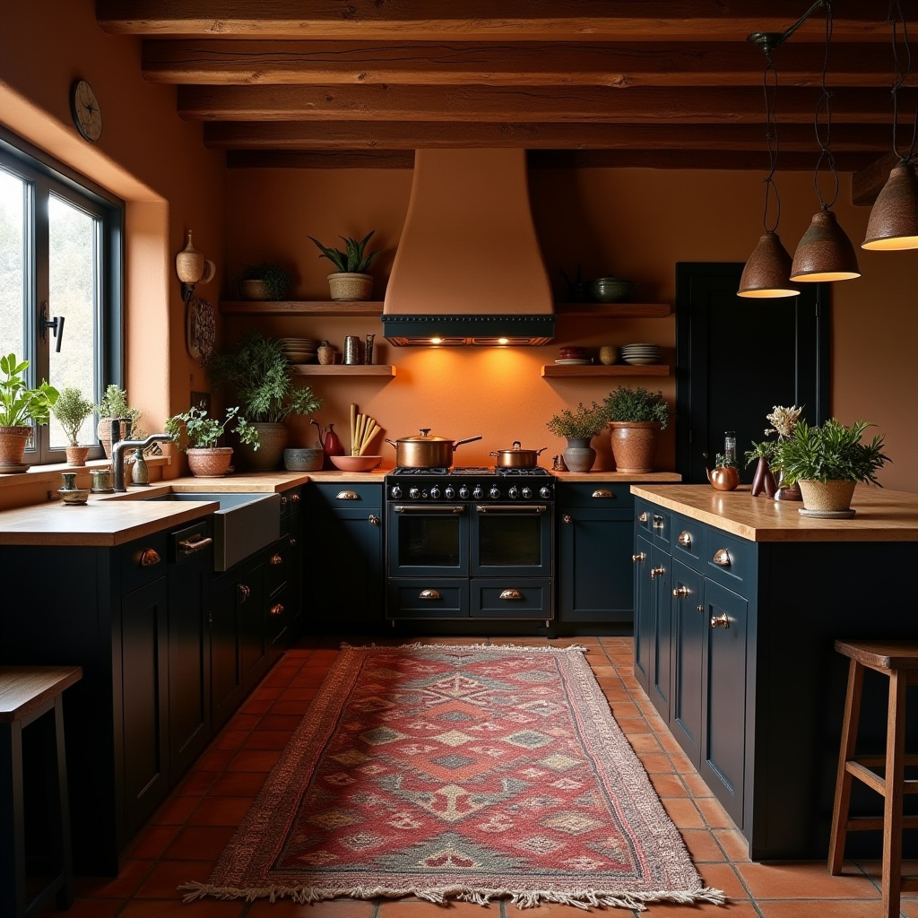 dark boho kitchen 29