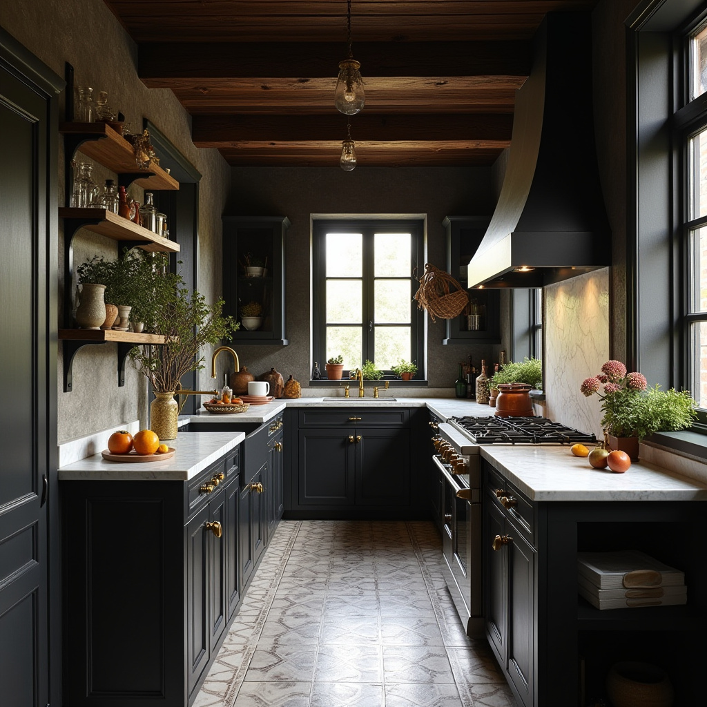 dark boho kitchen 33
