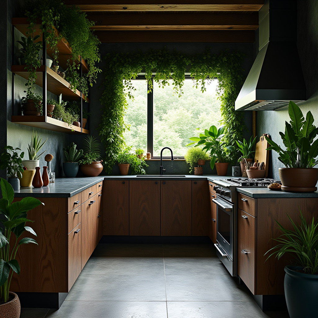 dark boho kitchen 35