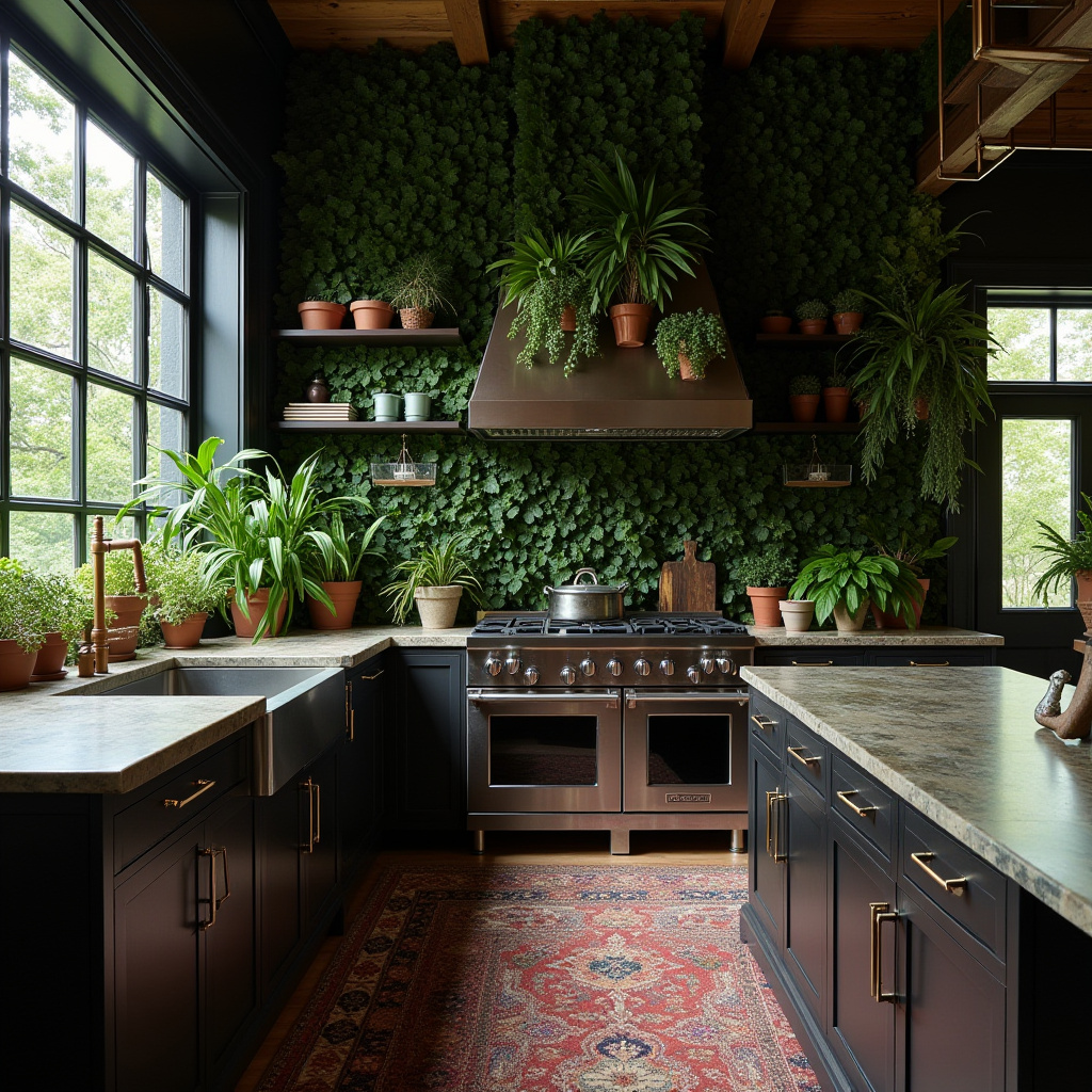 dark boho kitchen 36