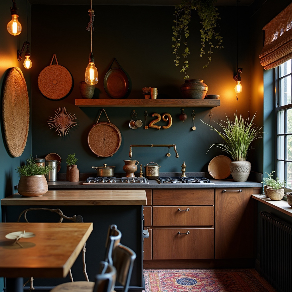 dark boho kitchen 39