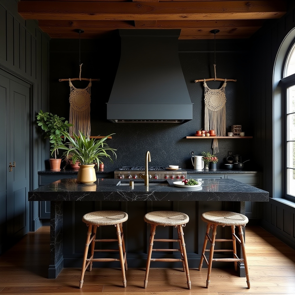 dark boho kitchen 4