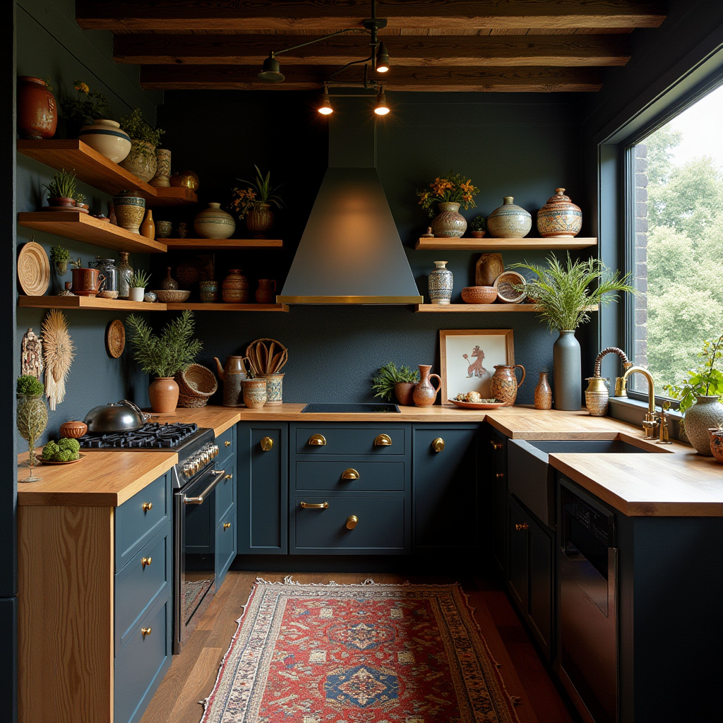 dark boho kitchen 40