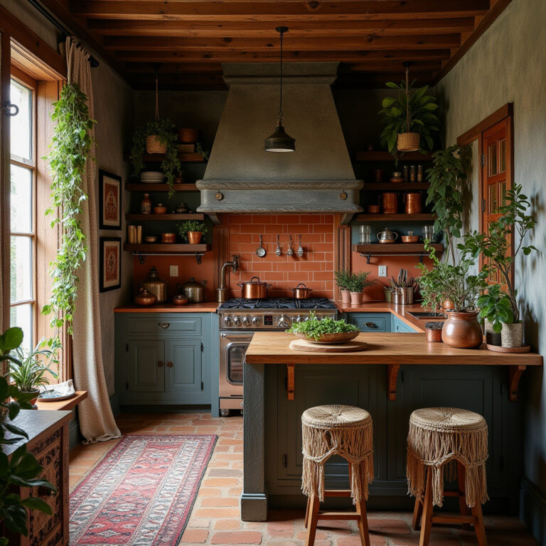 dark boho kitchen ideas 1