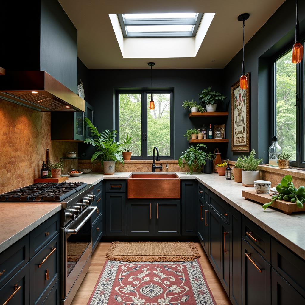 dark boho kitchen ideas 14