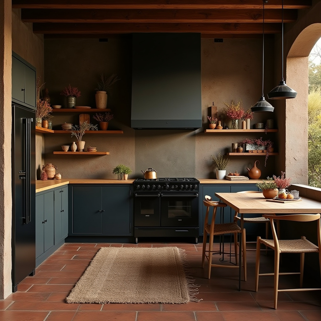dark boho kitchen ideas 15